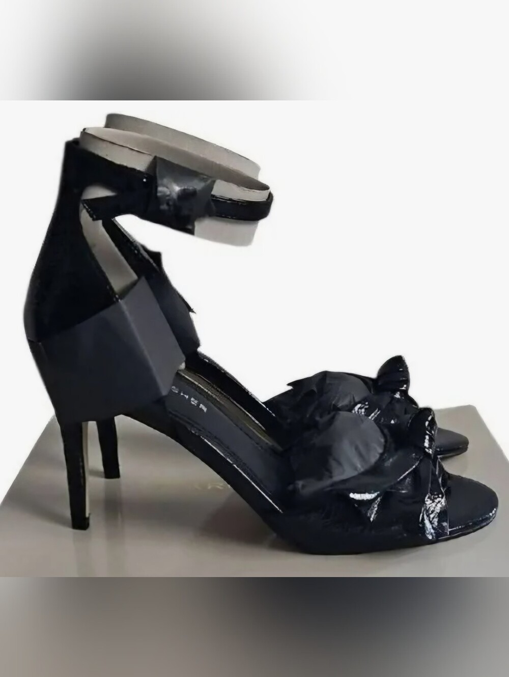 Marc Fisher Brodie black patent ankle-strap high-heel sandals.  Sz 8.5.
